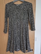 Primark Ladies Fit And Flare Dress Size 10 Soft Touch Black And White