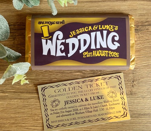 Wonka bar personalised wedding - wonka,