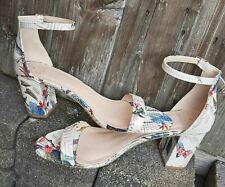 Oasis Fitzwilliam Cream Floral Strappy Block Heels 7 VGC Matches Dress RARE