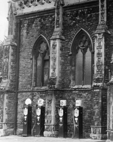 Petrol pumps stand - outside, old