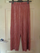 LADY'S LOVELY PINK CRINKLED WIDE LEG PANTS TROUSERS BY PRIMARK UK SIZE 6 VGC