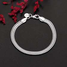 925 Sterling Silver Curb Chain Bracelet Bangle Linked Women Men Boys Jewellery
