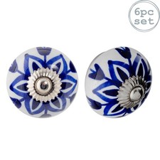 6x Round Ceramic Cabinet Knobs