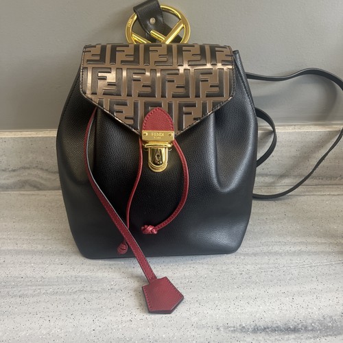 Fendi leather black logo - leather,