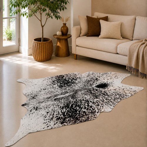 Genuine brown white cowhide - brown,