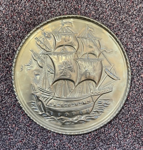 Vintage brass plaque - vintage, embossed