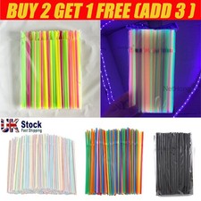 500X Straws Plastic Bendy Colourful Straws Birthday Wedding Summer Party Drink~