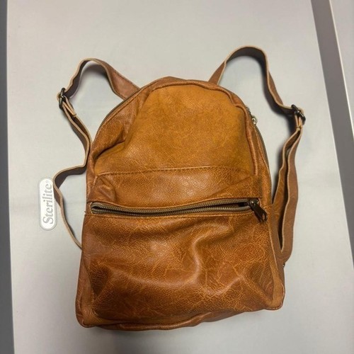 Brown leather backpack - , purse