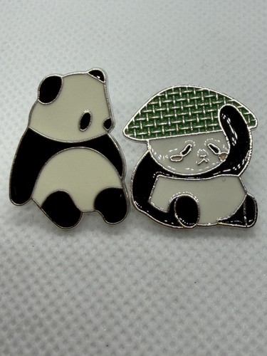 Two cute pandas enamel pin - pandas,