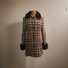 Tweed & Faux Fur Coat In