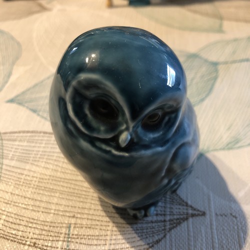 Poole pottery blue glazed owl - poole,