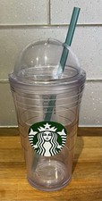 Starbucks Coffee Tumbler Hard Plastic Cold Cup & Straw 16 fl oz/473ml Reusable
