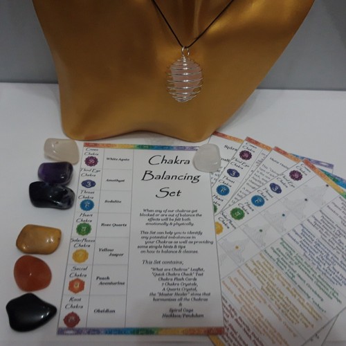 Chakra set large crystal - set;,