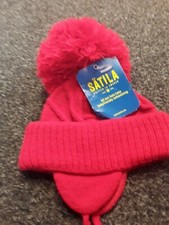 SALE NEW SATILA RED LARGE POM POM HAT STYLE JIM SIZE 3-9 MONTHS APPROX