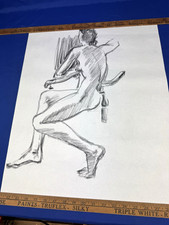 Vintage Charcoal Female Nude