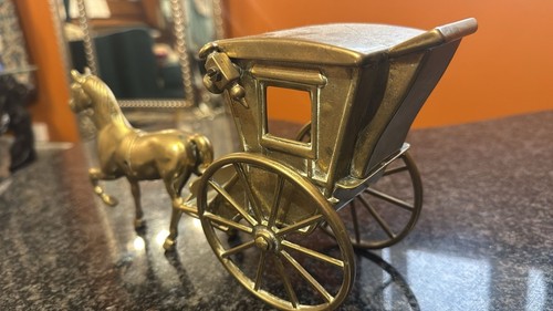 Brass horse drawn - horse-drawn, carriage