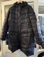 TOG24 Navy Down Padded UK 16 Womens Full Zip Hooded Parka removable fur trim