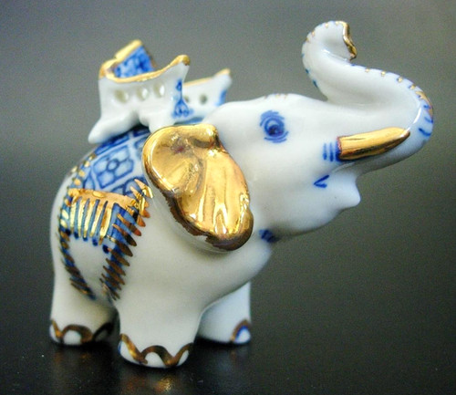 Porcelain elephant figurine - porcelain,