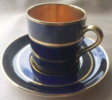 Crown Devon : PAIR of Coffee Duos : Cobalt-Blue And Gold : Art Deco