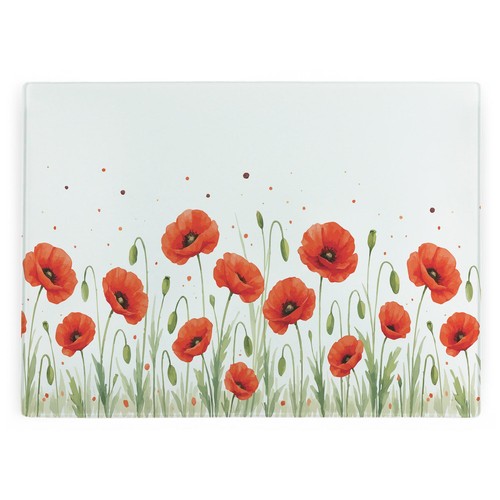 Summer red poppies large glass - red,