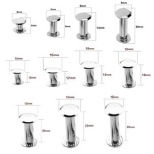 6-30mm Solid Brass Round Head Stud Screw Leather Bag Chicago Screw Nail Rivet