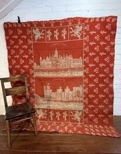 Rare Antique C19th Welsh Wool Blanket Reversible Tapestry Vintage Quilt Woven