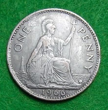 Unusual Silver Coloured 1966 one penny coin. (Not Painted) See photos.