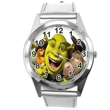 Silver  Leather Round Watch
