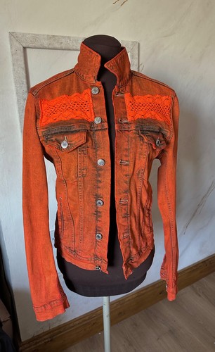Burnt orange crochet panel - orange,