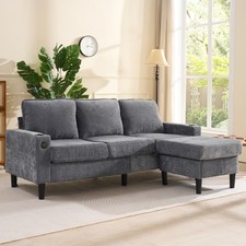 L-Shaped Corner Sofa with Chaise Lounge 3-Seater Modular Sofa for Living Room
