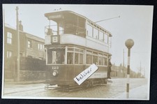 1930s Huddersfield Corporation Tram No. 8 To Dod Lea Longwood RP Postcard