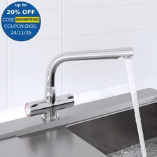 Modern Mono Kitchen Sink Mixer Tap Swivel Spout Chrome Twin Handle Control