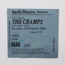 THE CRAMPS Ticket Original Apollo Theatre Manchester A Date with Elvis Tour 1986
