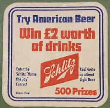 Vintage Schlitz Try American Beer Win £2 Worth Of Drinks Beer Mat 