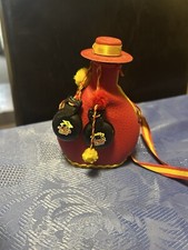 Vintage Spanish Small Liquor Bottle Leather Wrapped Flask