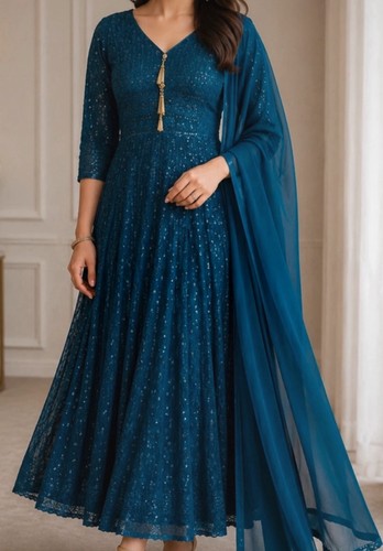 Teal blue long sequin - teal,