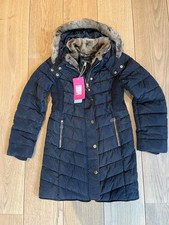 JOULES GIRLS QUILTED COAT, SIZE 11-12 YEARS, NAVY, CHERINGTON, HOODED, BNWT