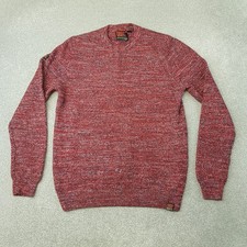 Superdry Mens Jumper 2XL Red Blue Fleck Sweater Knit Pullover Crew Neck Fitted
