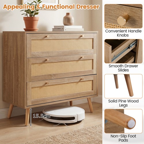 Rattan dresser boho style - rattan,