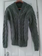 Hand knitted Aran V neck