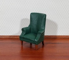 Dollhouse Arm Chair Green Faux