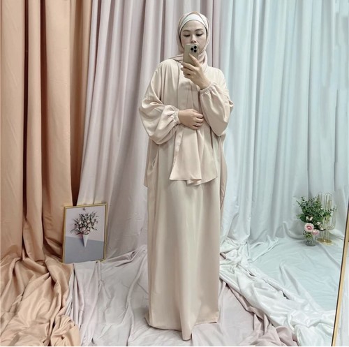 Women beige closed abaya with - closed,