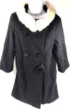 Vintage  J P Stevens Molaire Wool Coat Unique Funky Buttons Fur Collar Beautiful