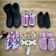 Bundle Job Lot Girls Boot Pool Aqua Shoes Sandal Clogg Size 2 (6 Pairs) 5x NEW