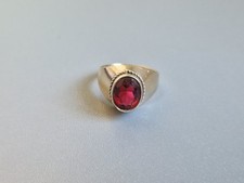 Vintage Soviet USSR Gold Gilt Silver 875 Star Ruby Statement Ring sz O 1/2