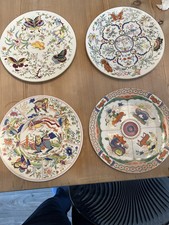 4 X Royal Worcester Chinoiserie Plate Kylin Pattern & Exotic Butterflies 76/78