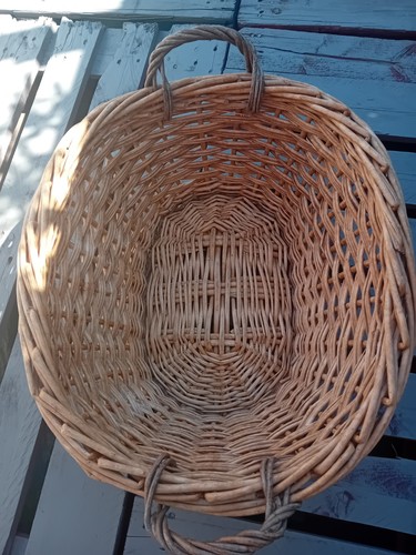 Brown oval 1960s willow basket - oval,