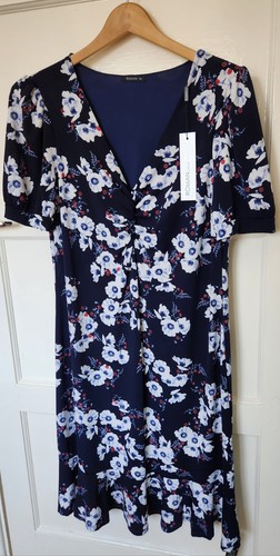 Roman navy blue floral - navy, tea