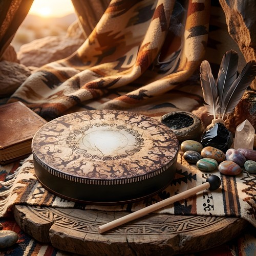 Vintage handmade shamanic drum - vintage,