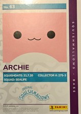 #63 ARCHIE Squishmallows Card Original Panini Trading Card 2025